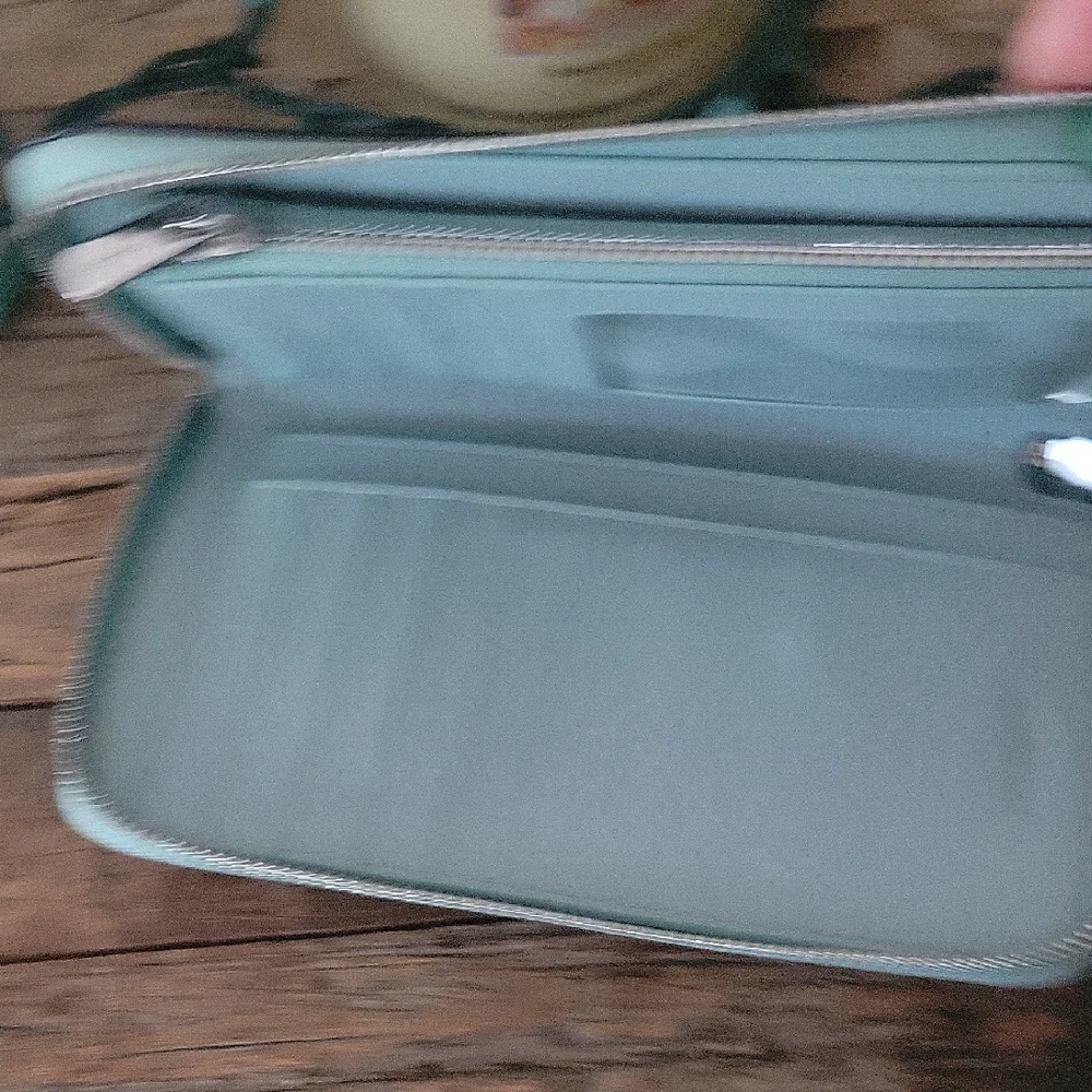 Coach Sky Blue Pebbled  Leather Wallet Full Zip Around - Picture 9 of 13